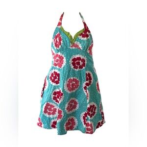 Retro Cherries Blue and Red fitted Apron w pockets